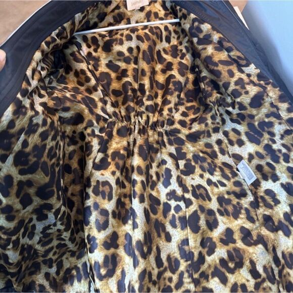Laundry By Shelli Segal Quilted Black Coat With Leopard Lining - XS - Picture 5 of 7